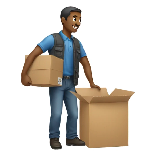 a man packing an item to a box sticker
