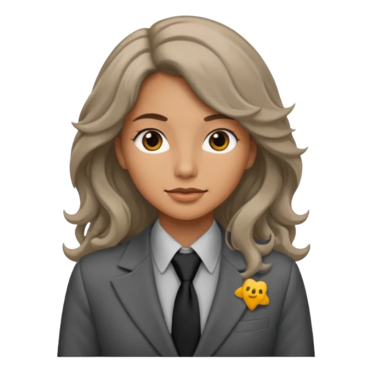 long wavy haired woman with tie and blazer sticker