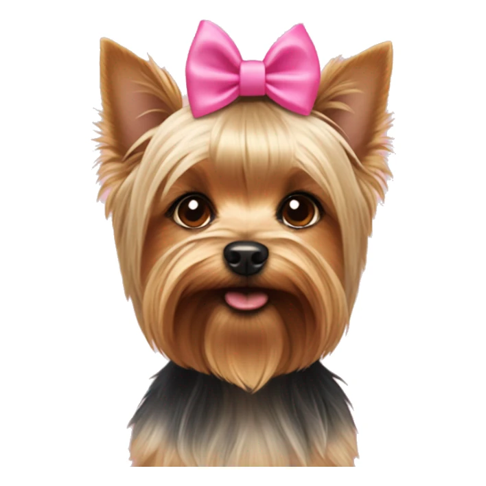 yorkshire terrier ears down boy with pink bow on right side  sticker