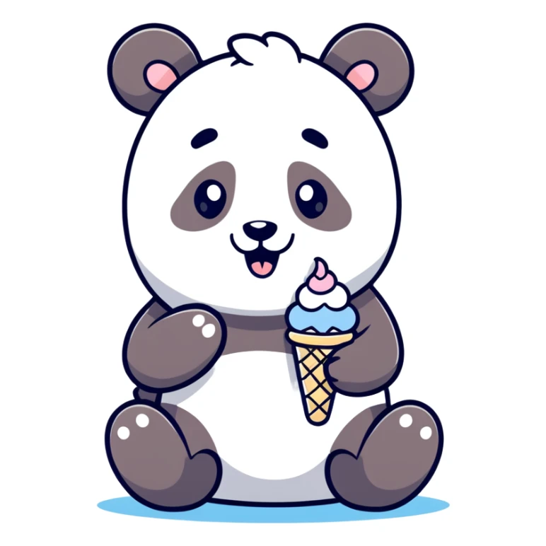 Panda eating ice cream sticker