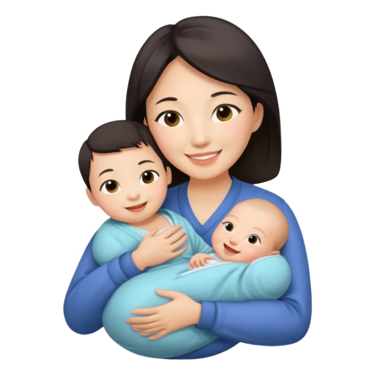 A Chinese mother with a newborn. sticker