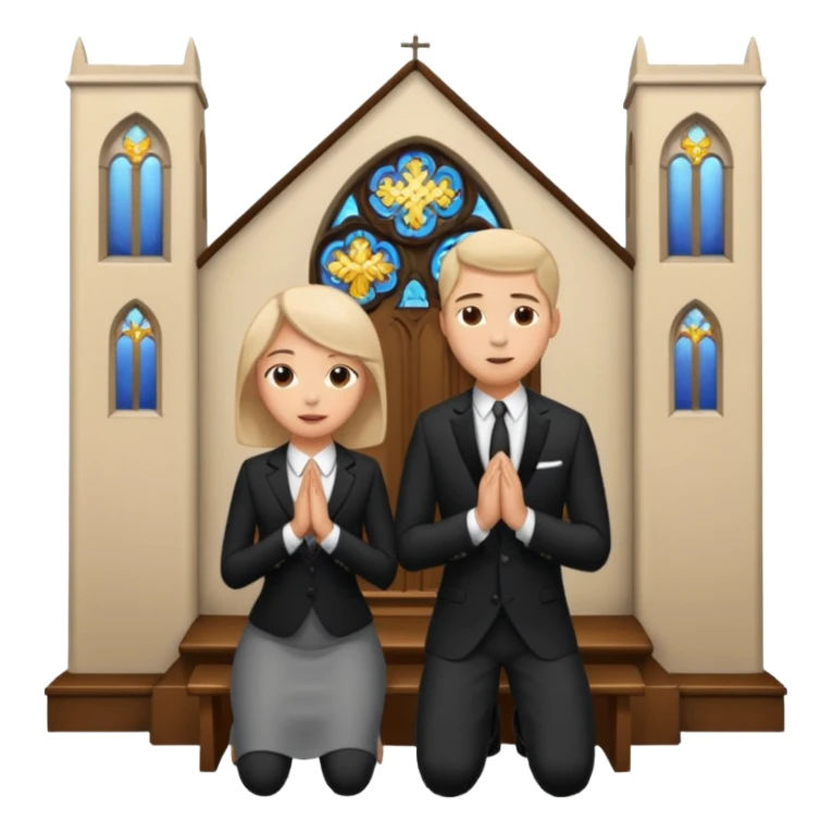 couple kneeling in a church sticker