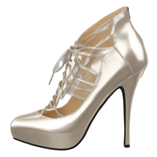 Shiny lace up leather heels sticker