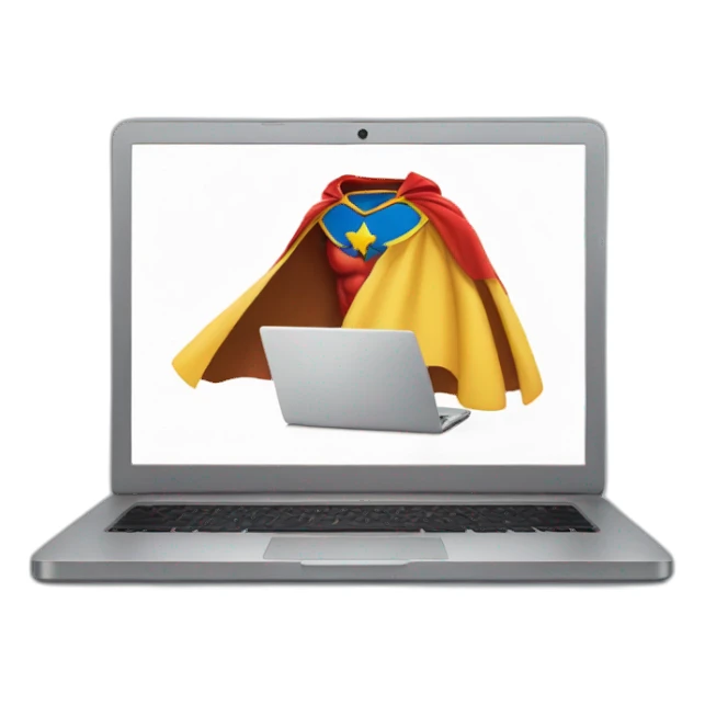 laptop with a super hero cape sticker