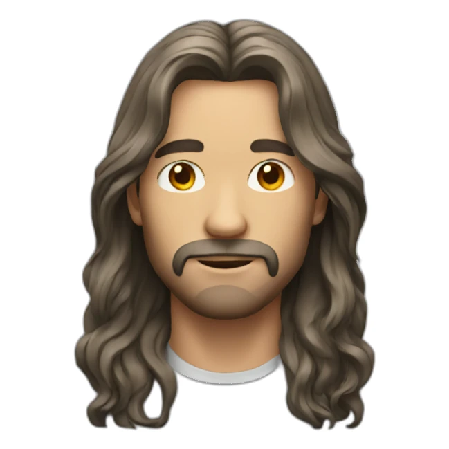 man long hair with glass sticker