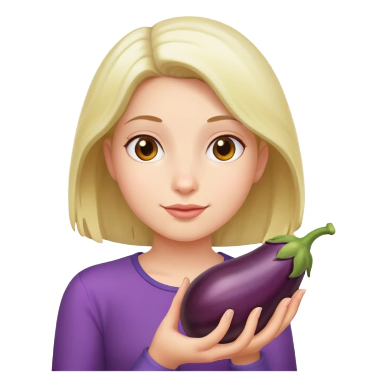 a girl holding a egg plant sticker