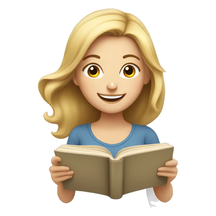 Happy white girl reading a book  sticker