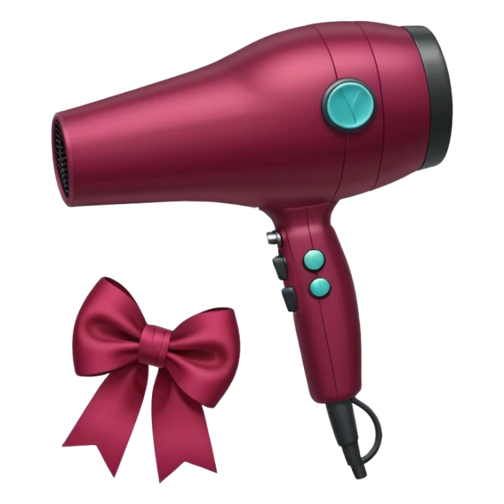burgundy blow dryer with a bow sticker