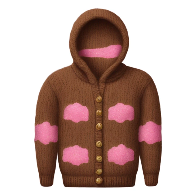 Knit brown sweater with pink glitter design sticker