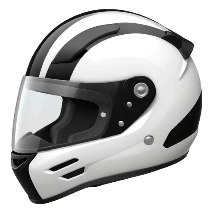 black and white racing helmet with a bold visor sticker