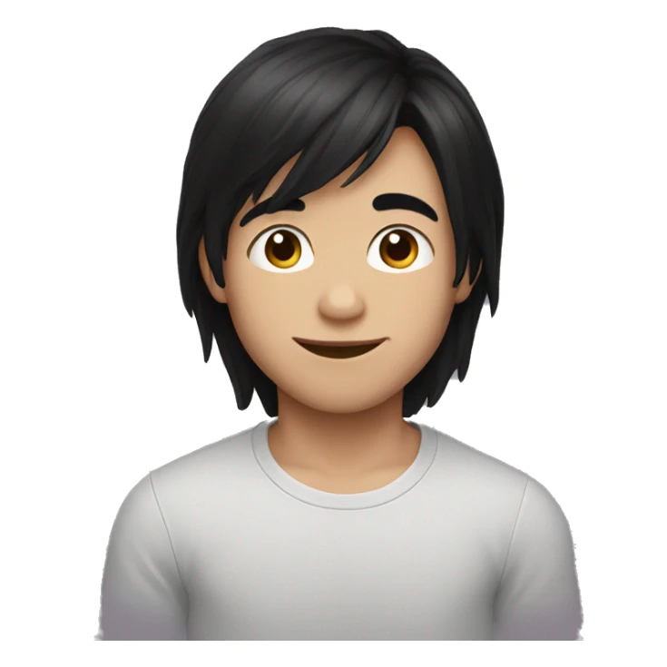 cute boy with black long hair sticker