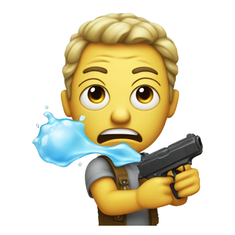 Angry emoji holding water pistol sticker