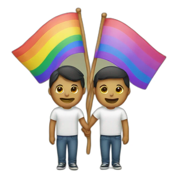 Gay couple with rainbow flag sticker