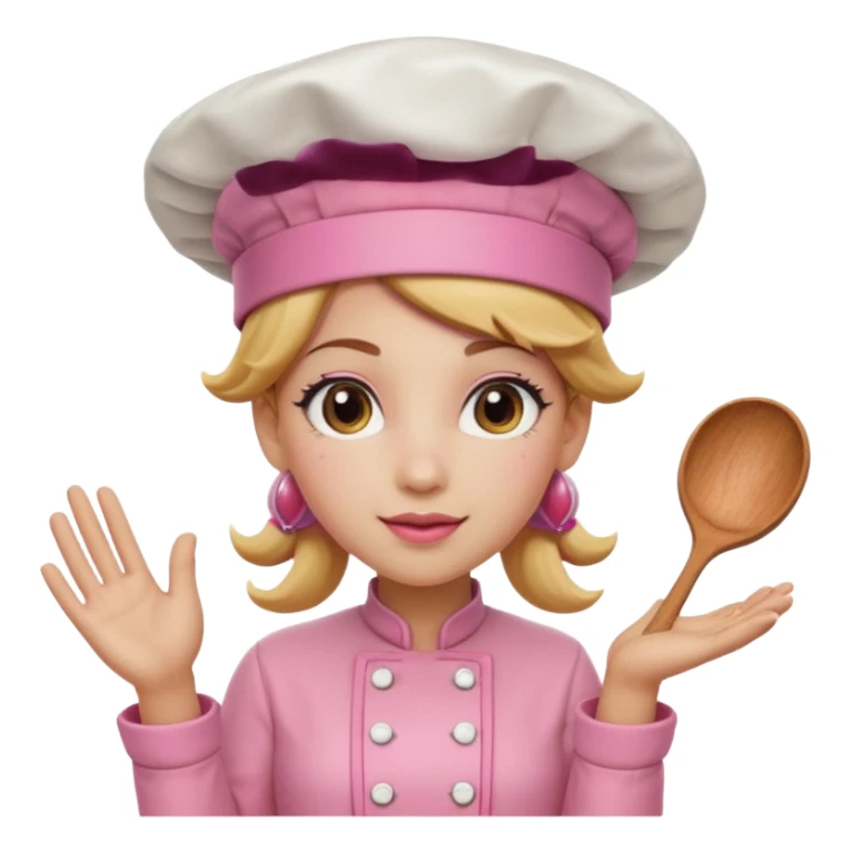 Pink chef hat princess peach with a hand sticker