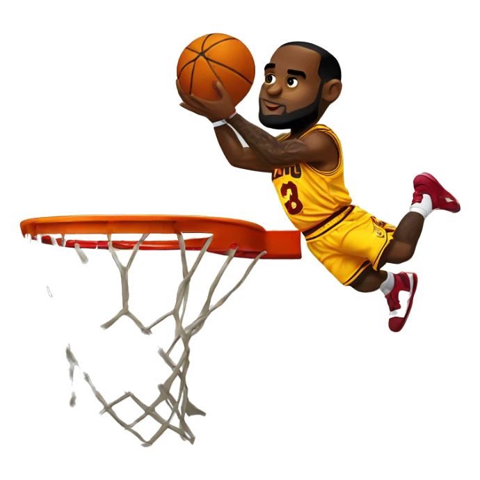 Lebron james dunk on a basketball hoop sticker