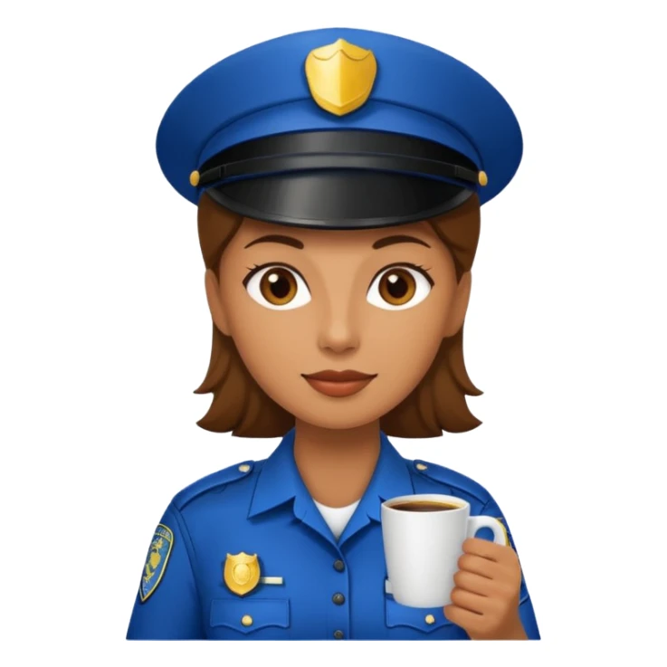 police woman holding coffe sticker