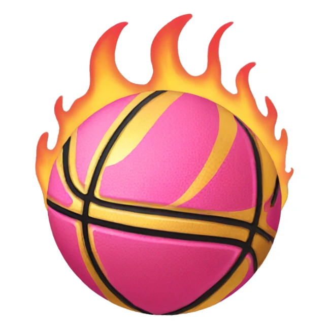 Gold basketball pink flame sticker