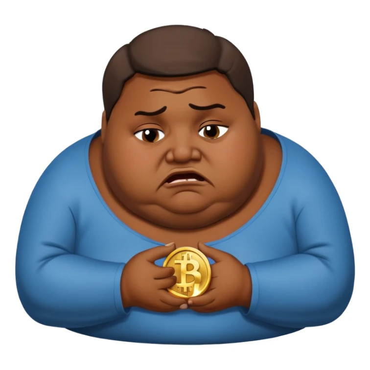 Obese brown man bitcoin, NO TATTOOS, sad crying sticker