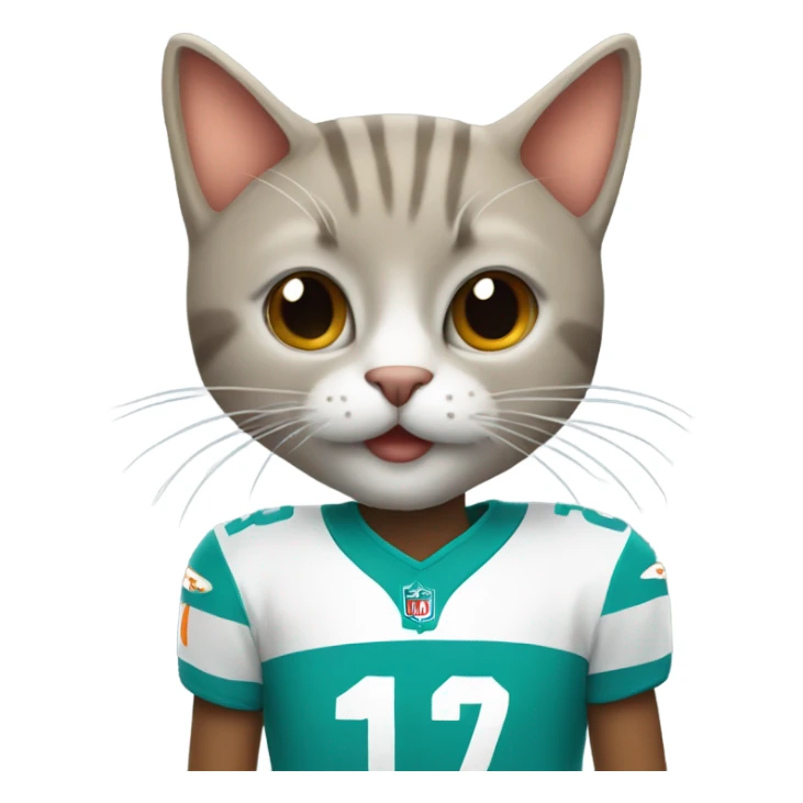 cat in miami dolphins shirt sticker