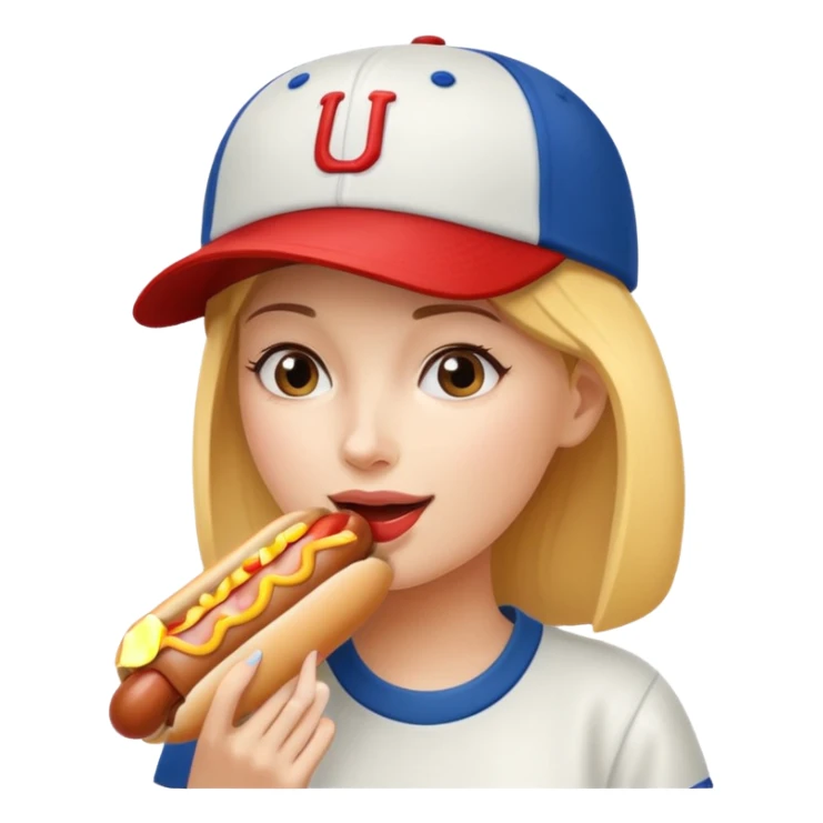 woman eating hotdog sticker
