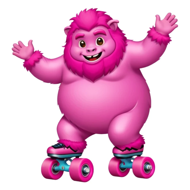 fat rainbow pink red yeti roller skating  sticker