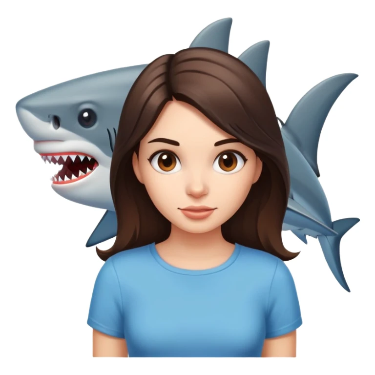 Brunette girl with shark sticker