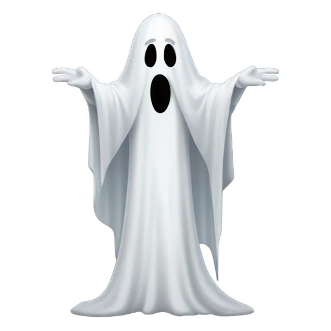 White person with pointy ghost costume sticker