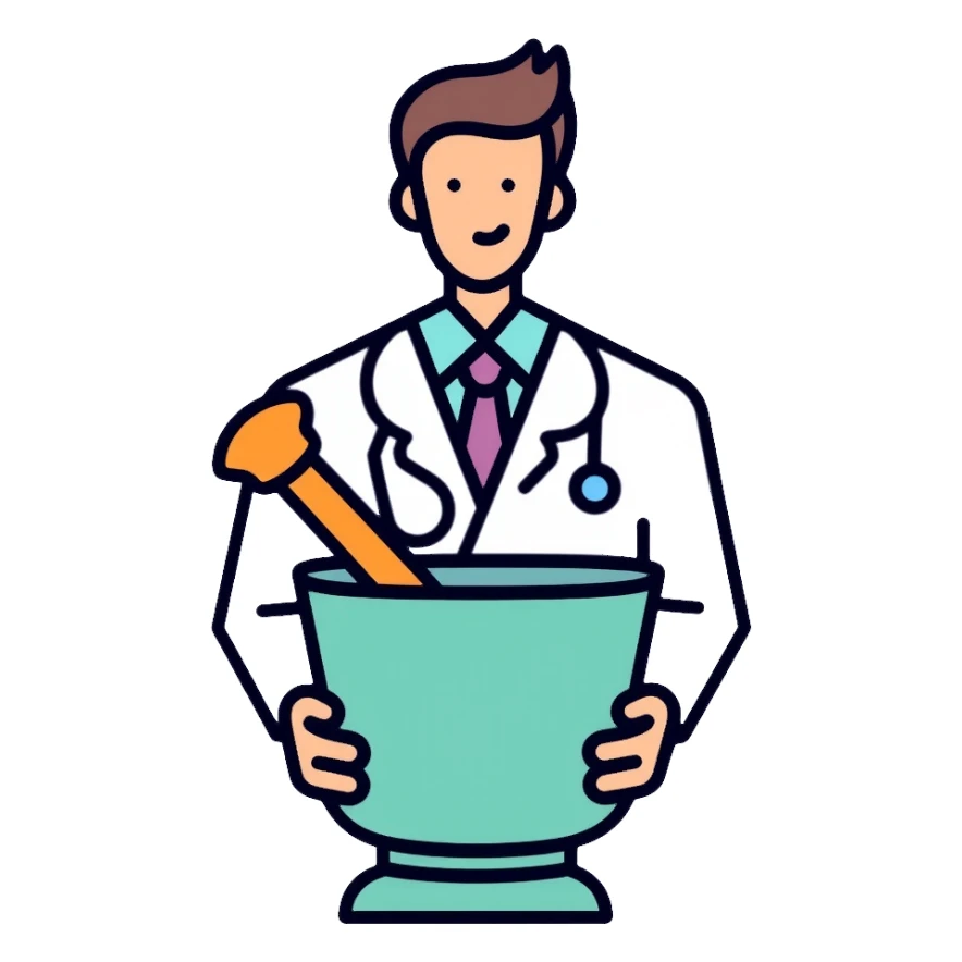 Pharmacist professional with mortar and pestle sticker
