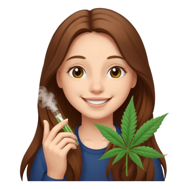 Girl happy smelling marijuana  sticker