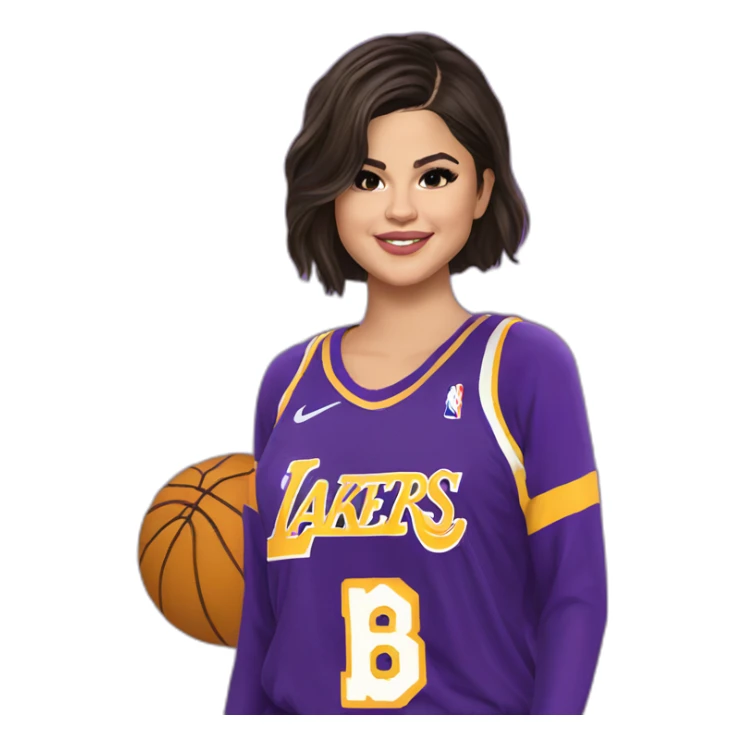 selena gomez with lakers jersey sticker