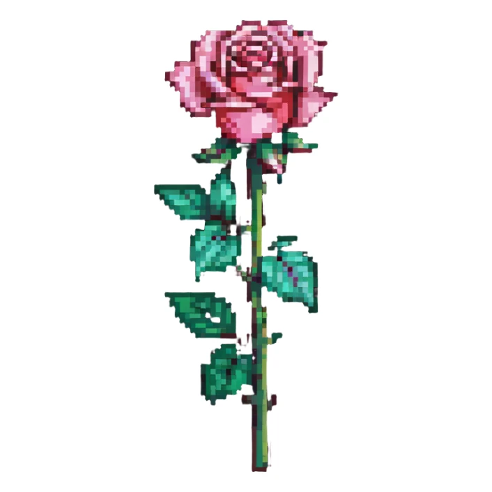 classic single rose in pixel art style sticker