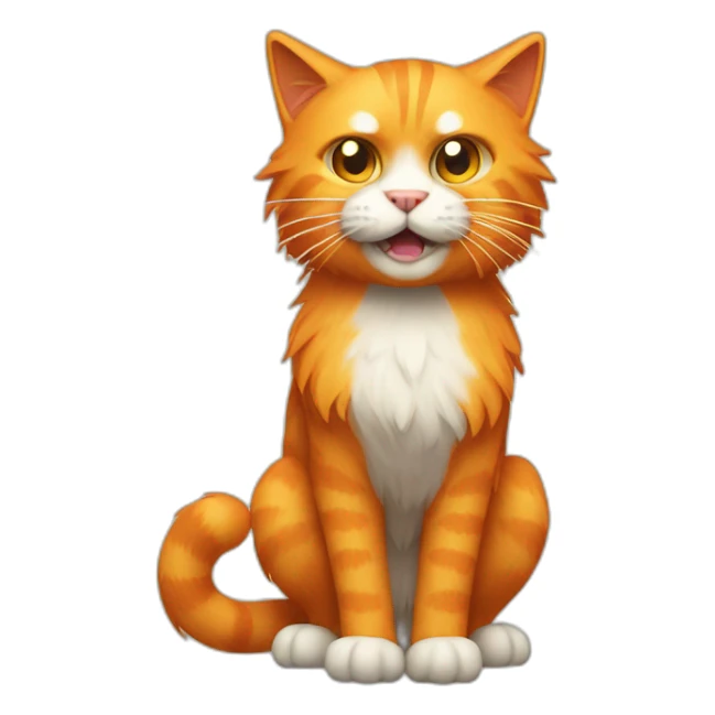 angry orange hairy cat full body with long tail sticker