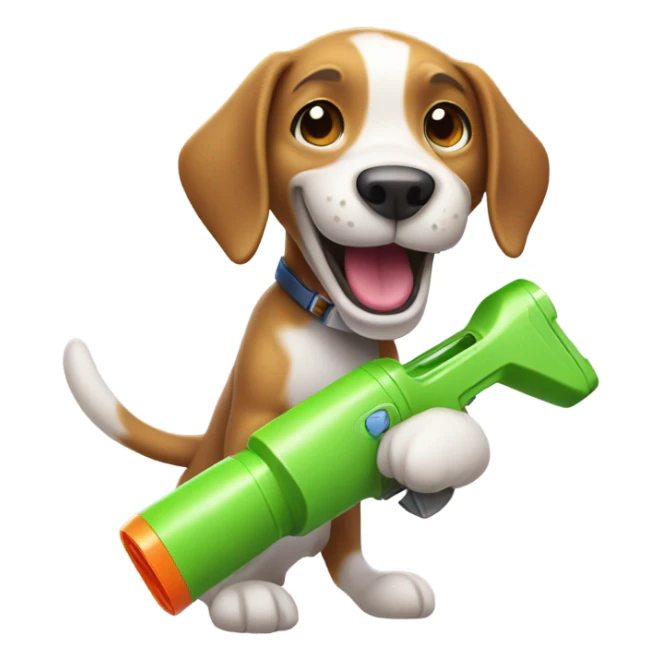 Dog with water gun sticker
