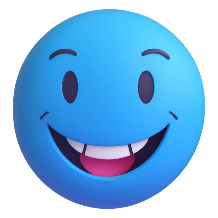 blue smiley face laughing, Microsoft Fluent style sticker
