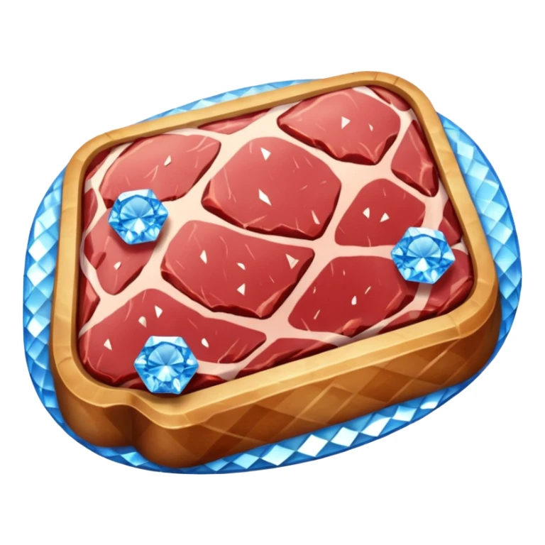 Meat with diamond textur and blue color sticker
