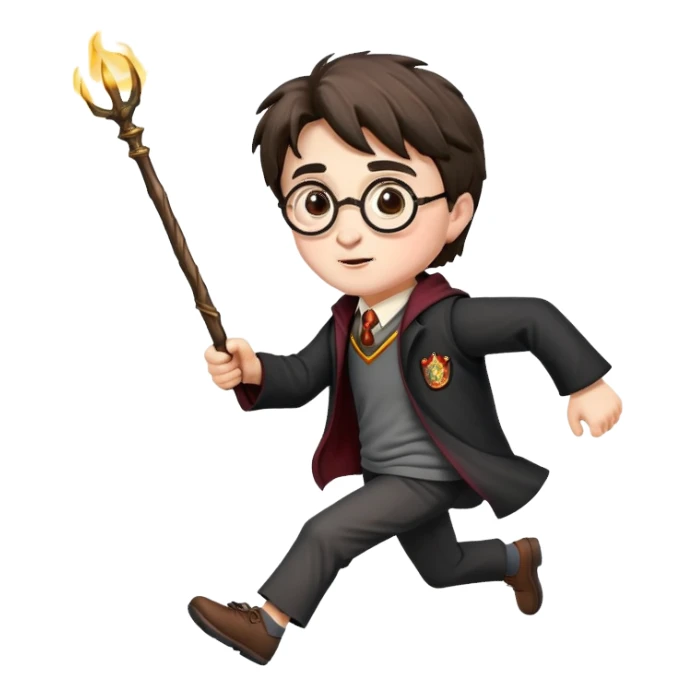 Harry Potter running with his wand sticker