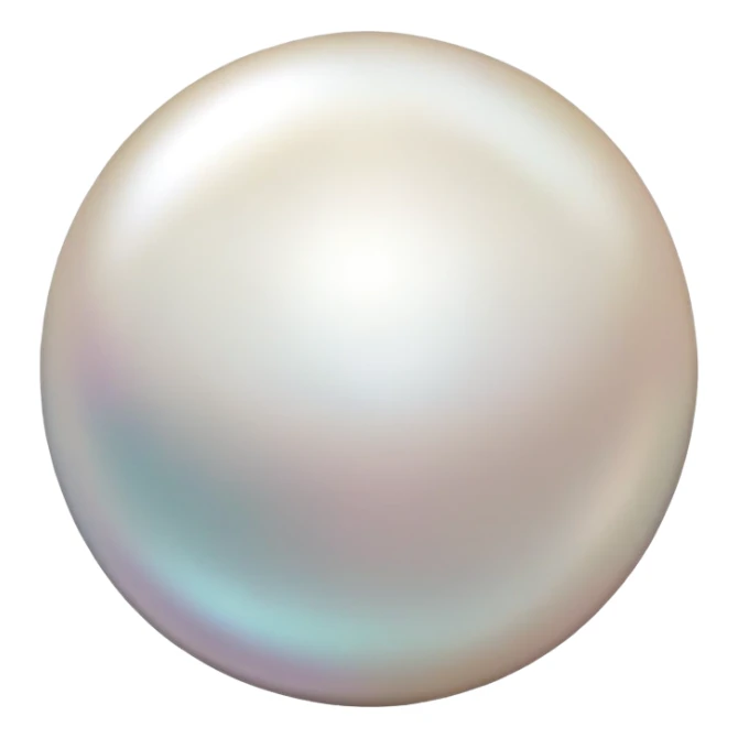 White pearl gemstone with pearlescent shine and luster sticker