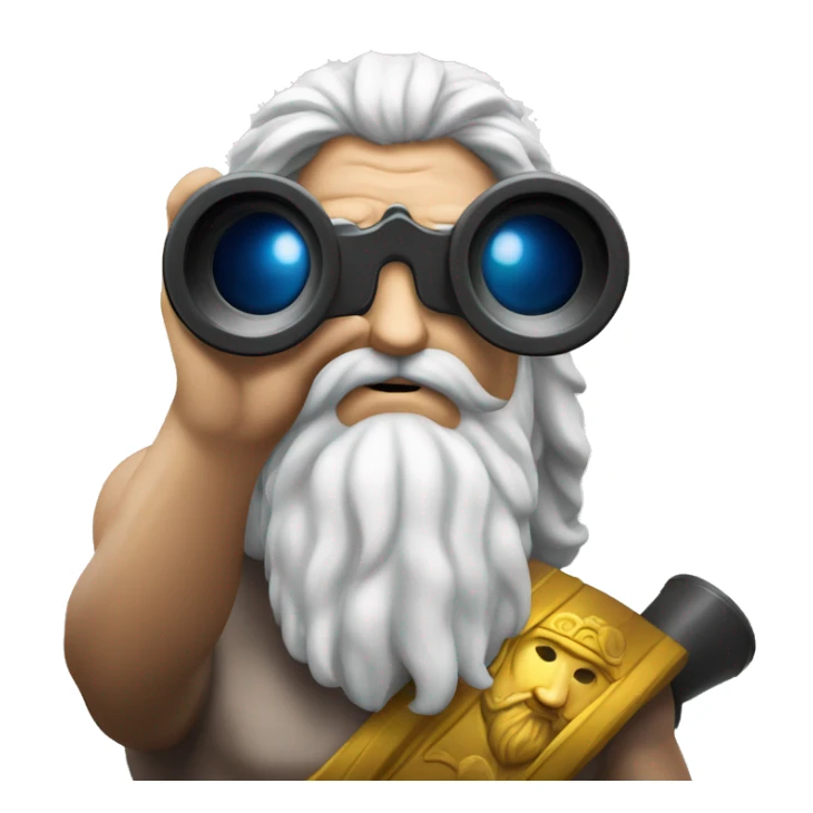god zeus watching in  binoculars sticker