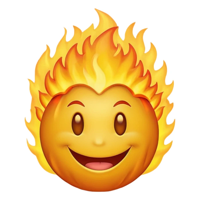 regular yellow smily emogy with the fire brain sticker
