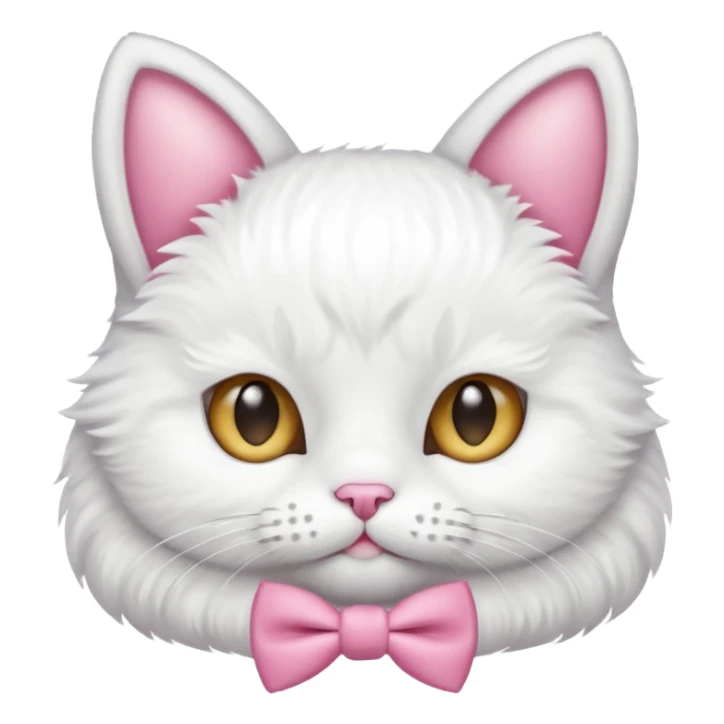 White cat with pink bow tie on the head sticker