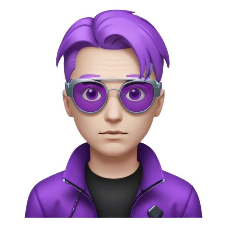 Cyberpunk man head 3d puruple cyber-glasses sticker