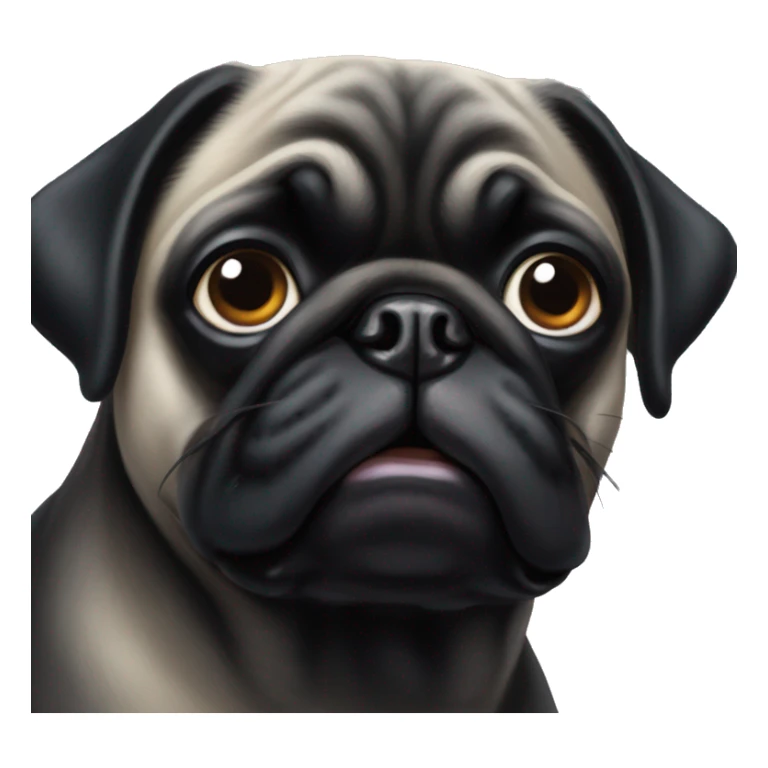 Black pug with a long snout and a bow sticker