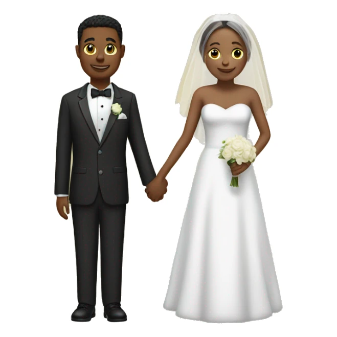 the bride and groom holding hands sticker