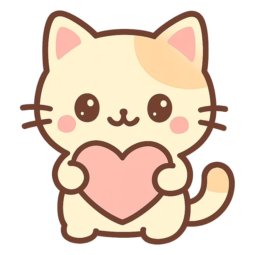 a cat with a heart, cute style sticker