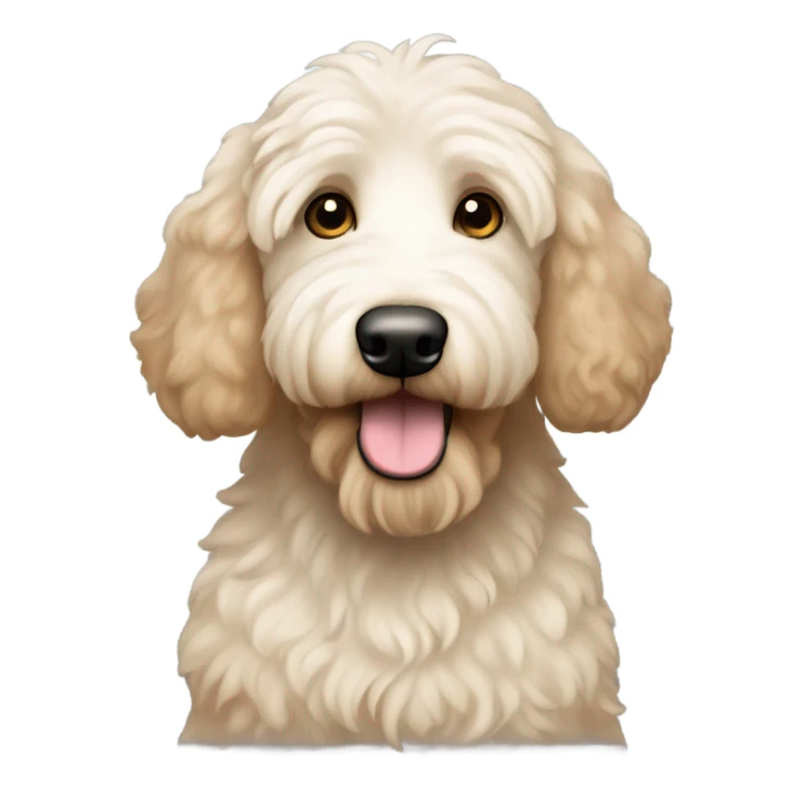 White goldendoodle light brown around eyes and ears sticker