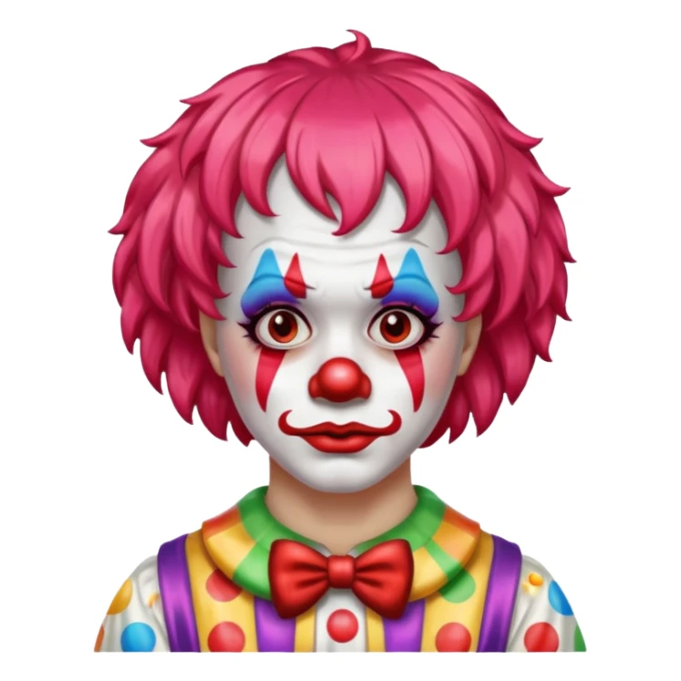 red glitter clown with the sad facial expression sticker