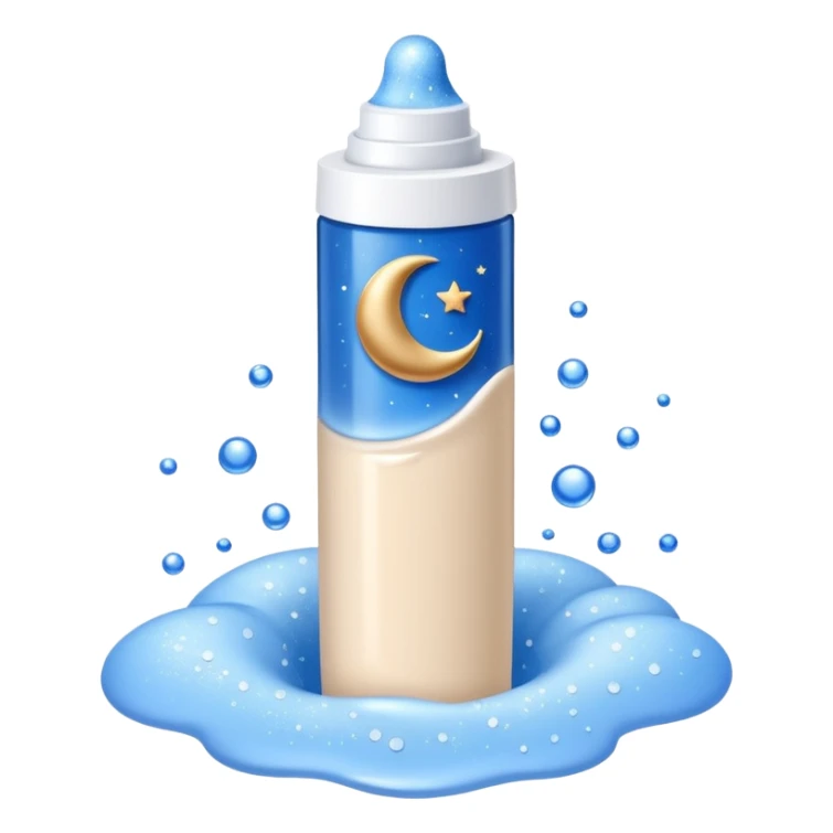 Small white CeraVe tube with blue label soft beige tip, with gentle light. Surrounded by tiny floating tear-shaped sparkles and crescent moon dust, hinting at dark circle repair. Emits a soothing blue-beige aura like a targeted eye revival spell. Compact, calming, and luminous — emoji-style. sticker