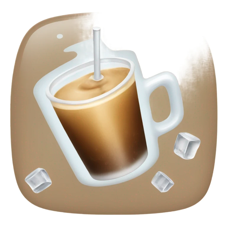 White cup of iced coffee with ice cubes sticker
