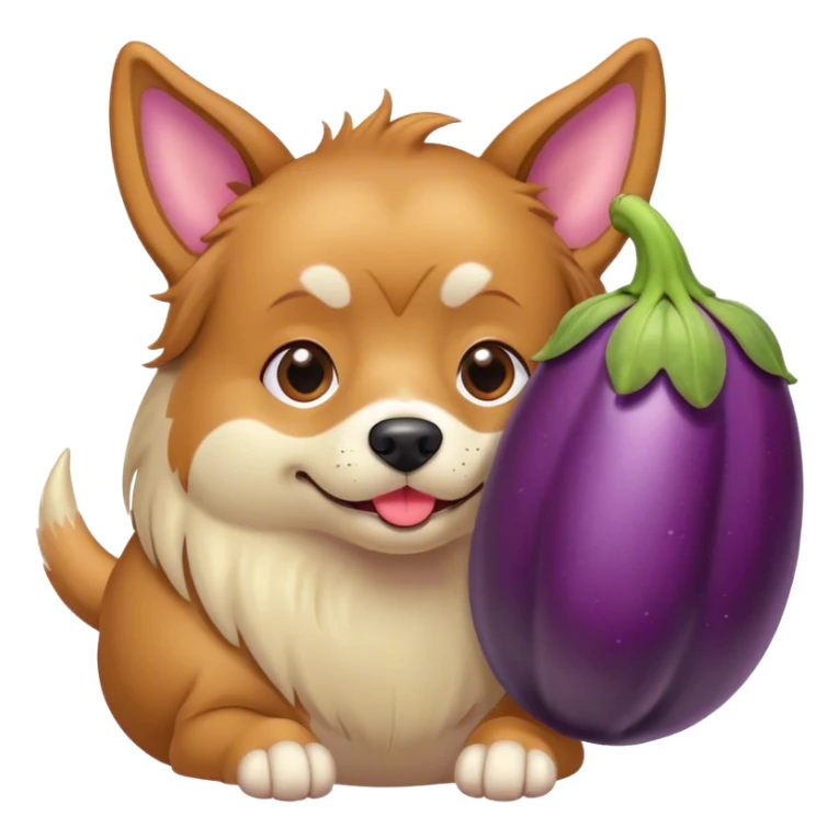 Dog eating a eggplant  sticker