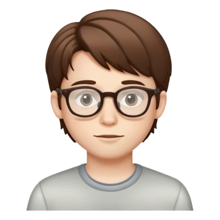 Brown haired pale skin Boy with glasses  sticker